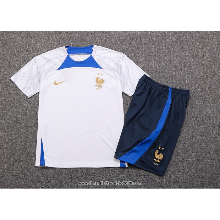 Tuta da Track Francia Manica Corta 2022 2023 Bianco - Pantalon Corto